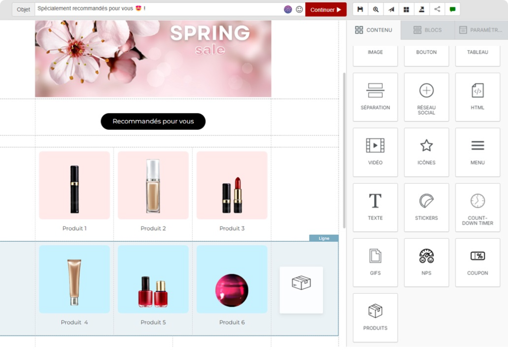 produits recommandés newsletter campagnes emailing