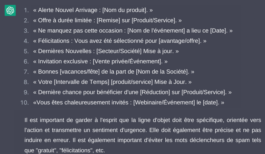 titre d'email clair et convaincant